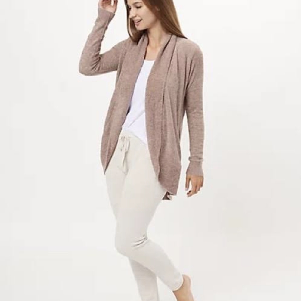 Barefoot Dreams Women's CozyChic Lite Circle Cardigan Taupe Sweater Sz XS/S EUC